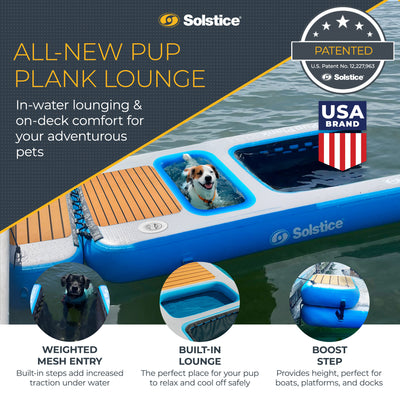 Solstice Inflatable Pup Plank Lounge Floating Ramp Dog Raft for 250+ lb Pets