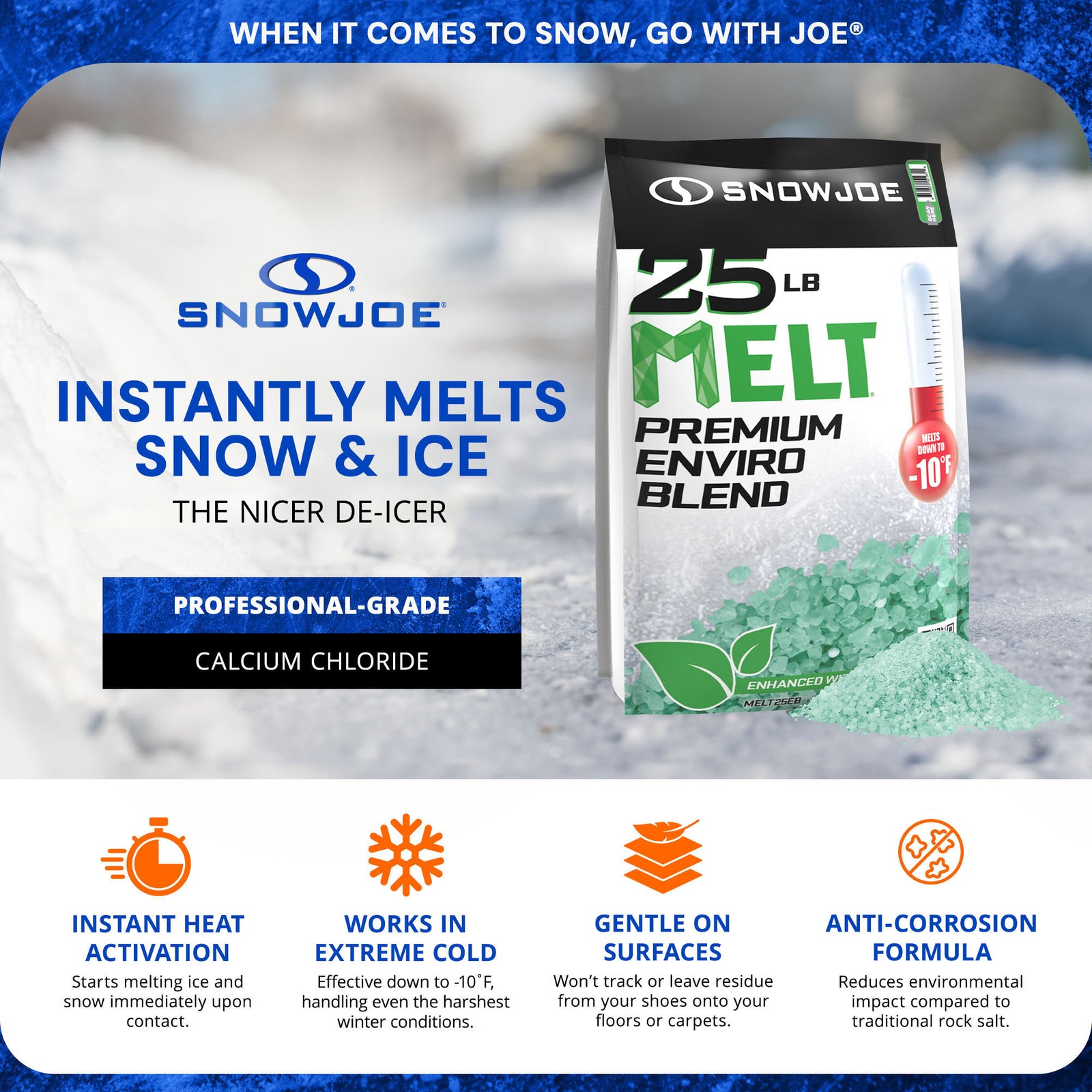Snow Joe Melt Enviro Blend Ice/Snow Deicer, Pet-Friendly for Driveways, MELT25EB - VMInnovations