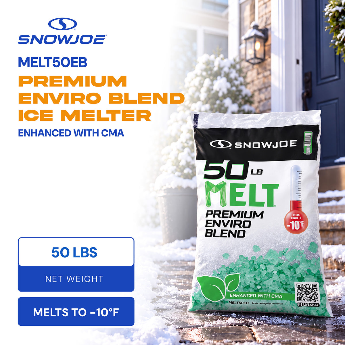 Snow Joe Enviro Blend Ice Snow Melt, Safe for Concrete & Plants, 50 lb - VMInnovations