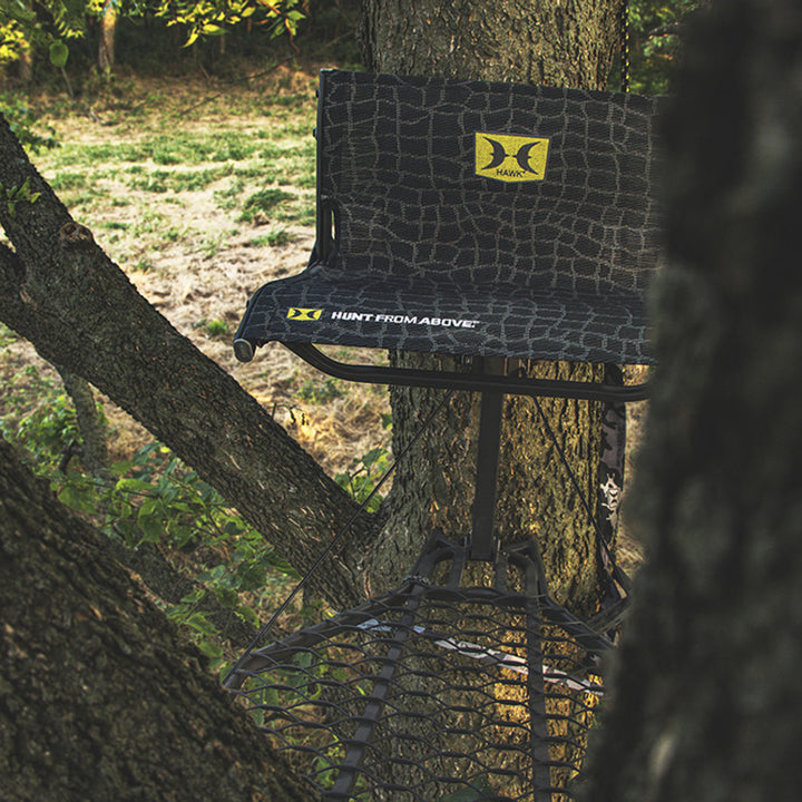 Hawk Hang On Stand, Lumbar Seat Hunting Gear w/Welded Platform, 34x24"(Open Box)
