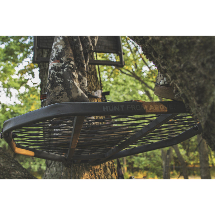 Hawk Hang On Stand, Lumbar Seat Hunting Gear w/Welded Platform, 34x24"(Open Box) - VMInnovations