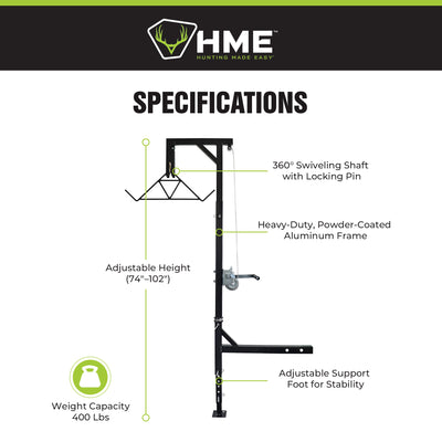 Hawk Crawler Multi-Use Folding Cart for Hunting Fishing & HME Game Hoist Kit