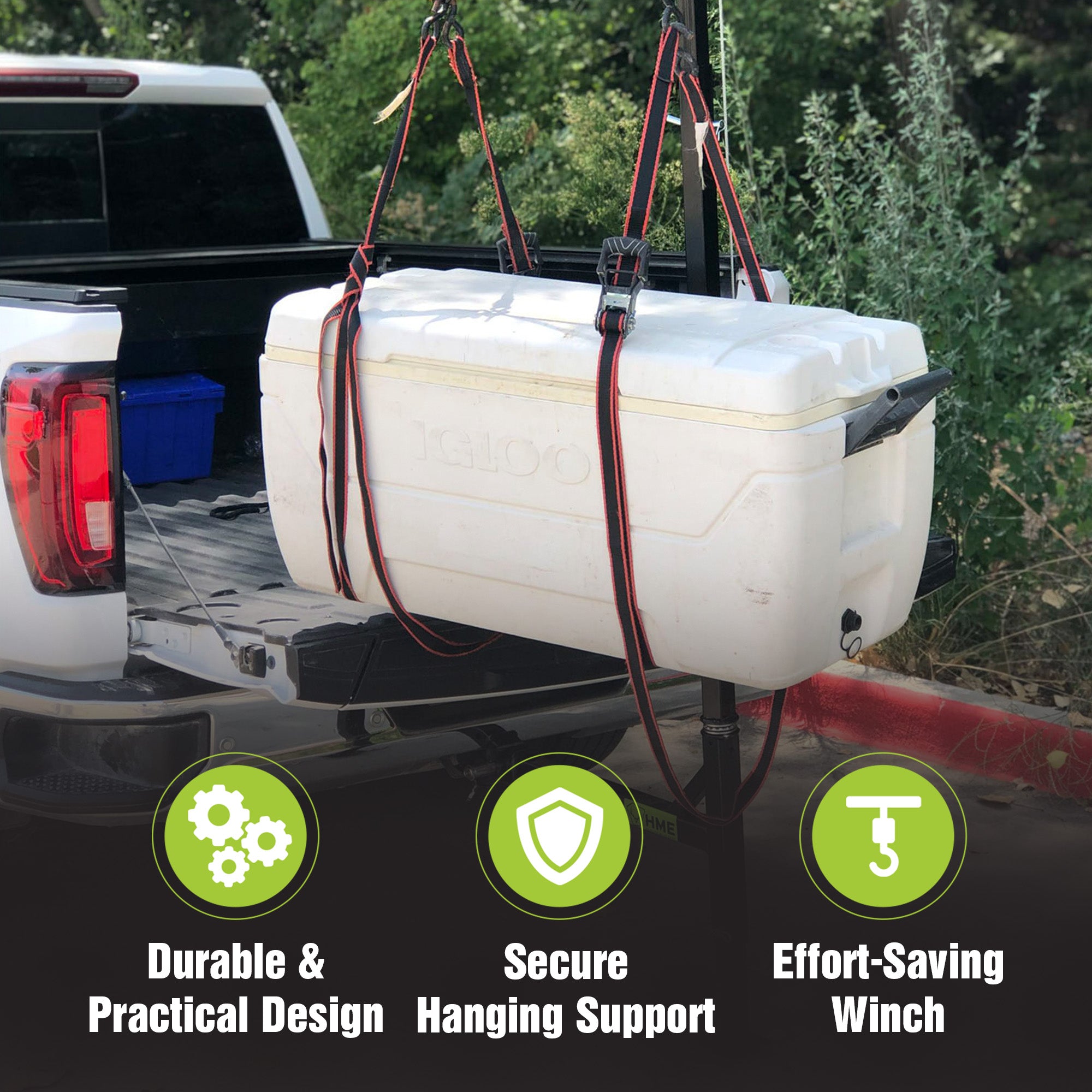 HME Game Hoist Kit, Winch Gambrel, 400lb Capacity, Adjustable Height (For Parts) - VMInnovations