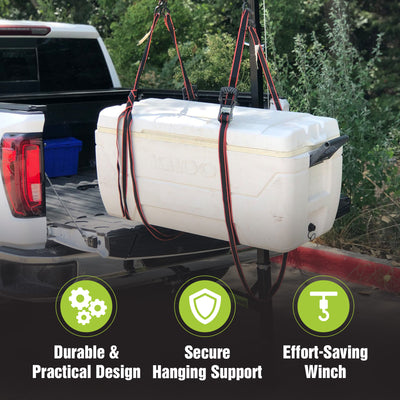 HME Game Hoist Kit, Winch Gambrel, 400lb Capacity, Adjustable Height (For Parts) - VMInnovations