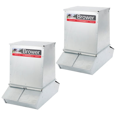 Brower 2 Pack 4 Door Hog Supplement Feeder for Livestock, 7 Bushels for 20 Hogs