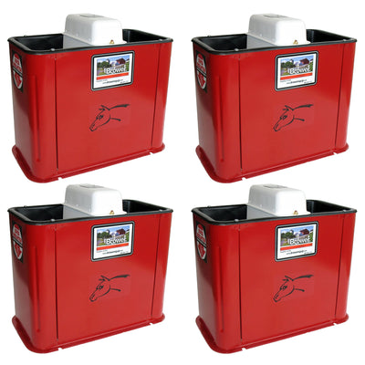 Brower 4 Pack Electric Heated Livestock Waterer, 18 Inch Insulated Steel, Red