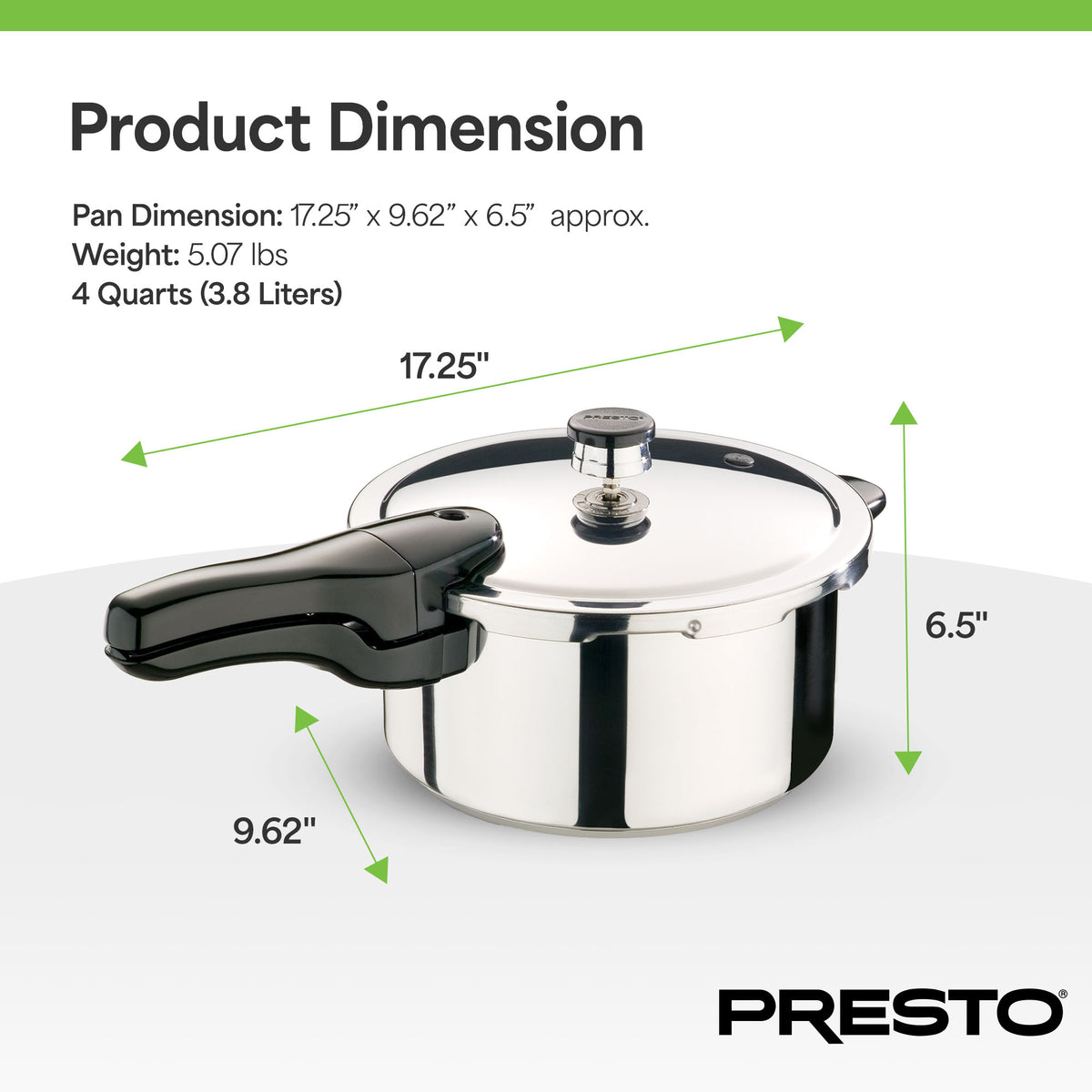 Presto 4 qt Stainless Steel Pressure Cooker, Tri Clad Base, Silver (Open Box)