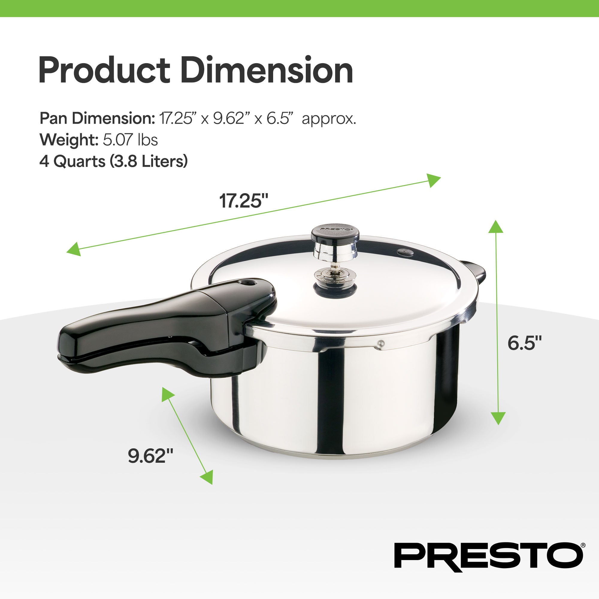 Presto 4 qt Stainless Steel Pressure Cooker, Tri Clad Base, Silver (Open Box)