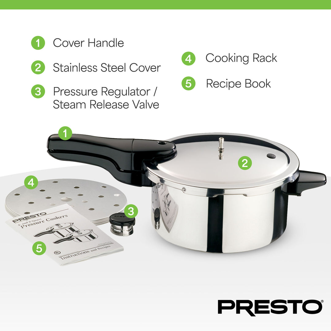 Presto 01341 4 Quart Stainless Steel Pressure Cooker, Tri Clad Base,Silver(Used)