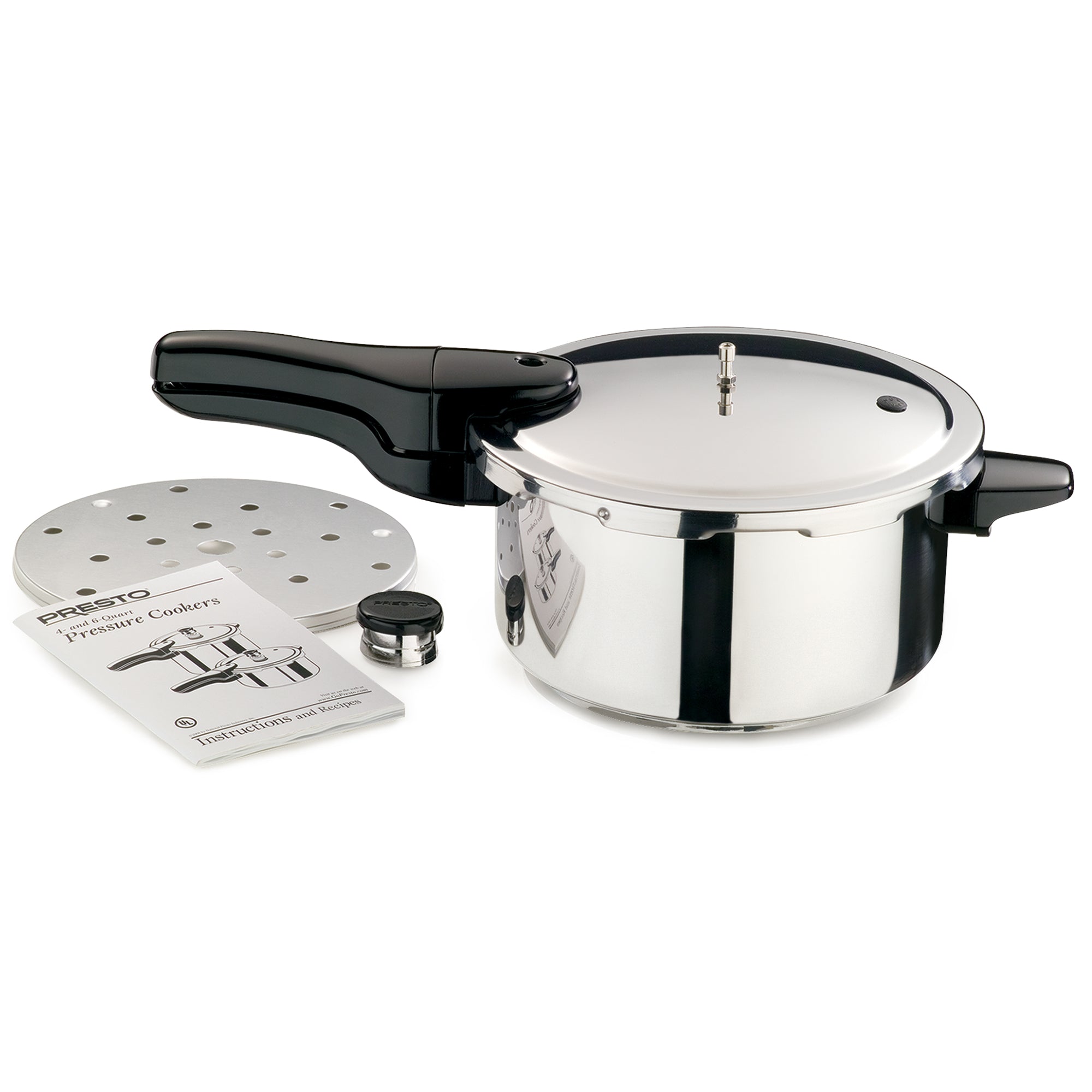 Presto 01341 4 Quart Stainless Steel Pressure Cooker, Tri Clad Base, Silver - VMInnovations