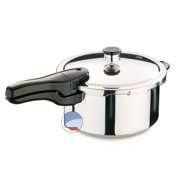 Presto 01341 4 Quart Stainless Steel Pressure Cooker, Tri Clad Base, Silver