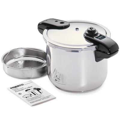 Presto 01370 8 Quart Stainless Steel Pressure Cooker, Tri Clad Base, Silver - VMInnovations