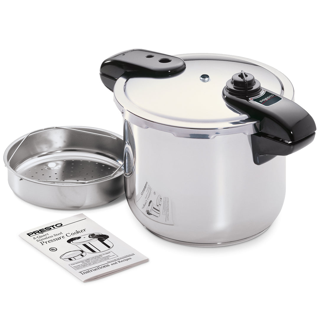 Presto 01370 8 Quart Stainless Steel Pressure Cooker, Tri Clad Base (Open Box)