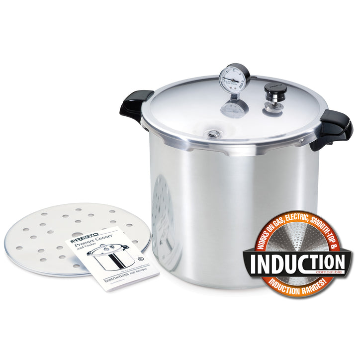 Presto 01784 24 Quart Pressure & Boil Canner Induction Capable, Aluminum, Silver