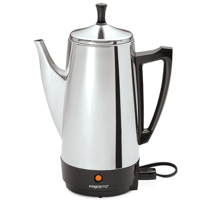 Presto Stainless Steel Coffee Maker, 12 Cup Robust Percolator Coffee, Silver - VMInnovations