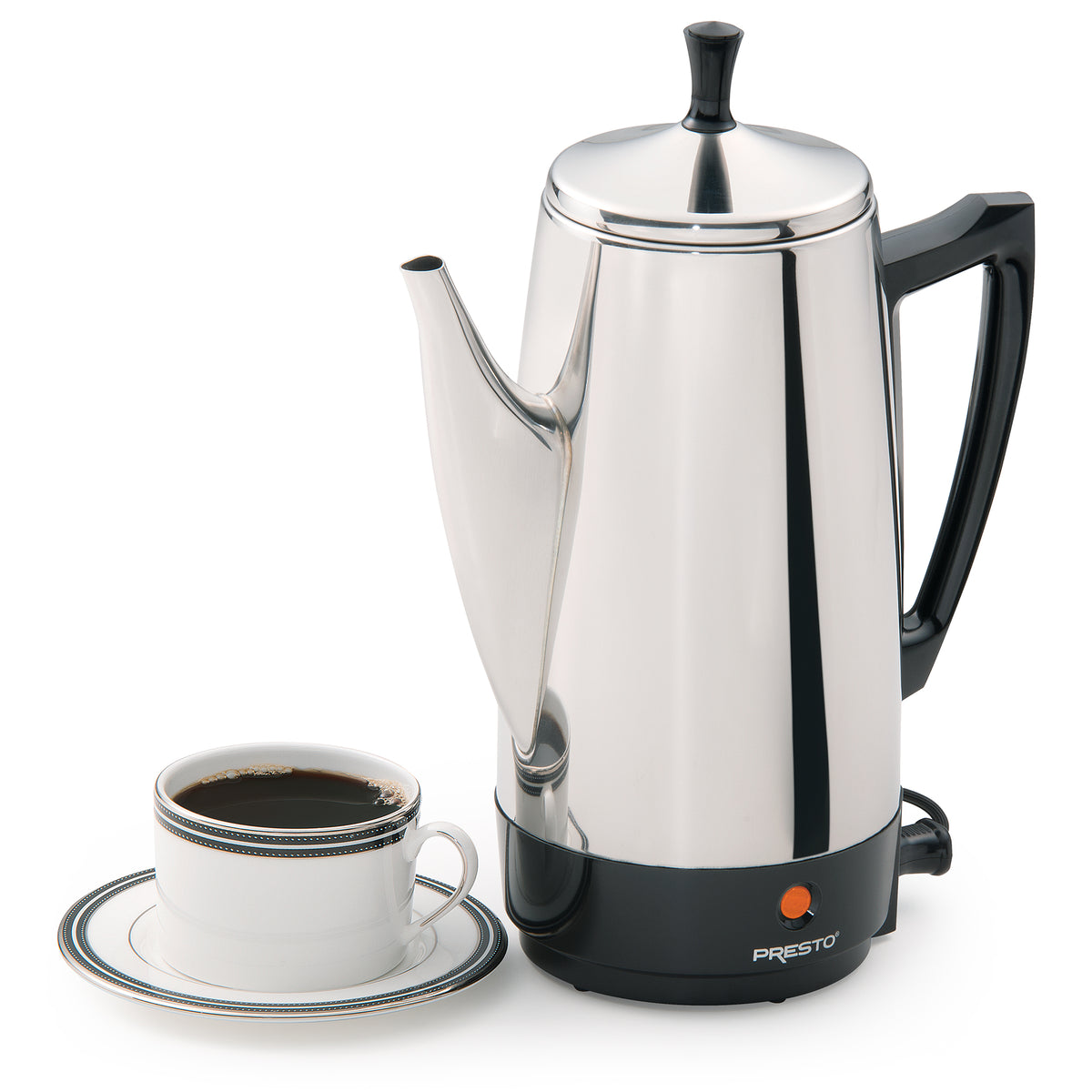 Presto Stainless Steel Coffee Maker, 12 Cup Percolator Coffee, Silver (Used) - VMInnovations