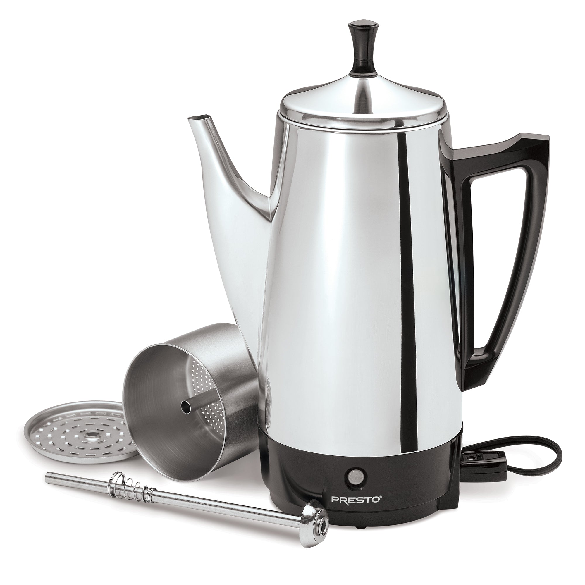 Presto Stainless Steel Coffee Maker, 12 Cup Robust Percolator Coffee, Silver - VMInnovations