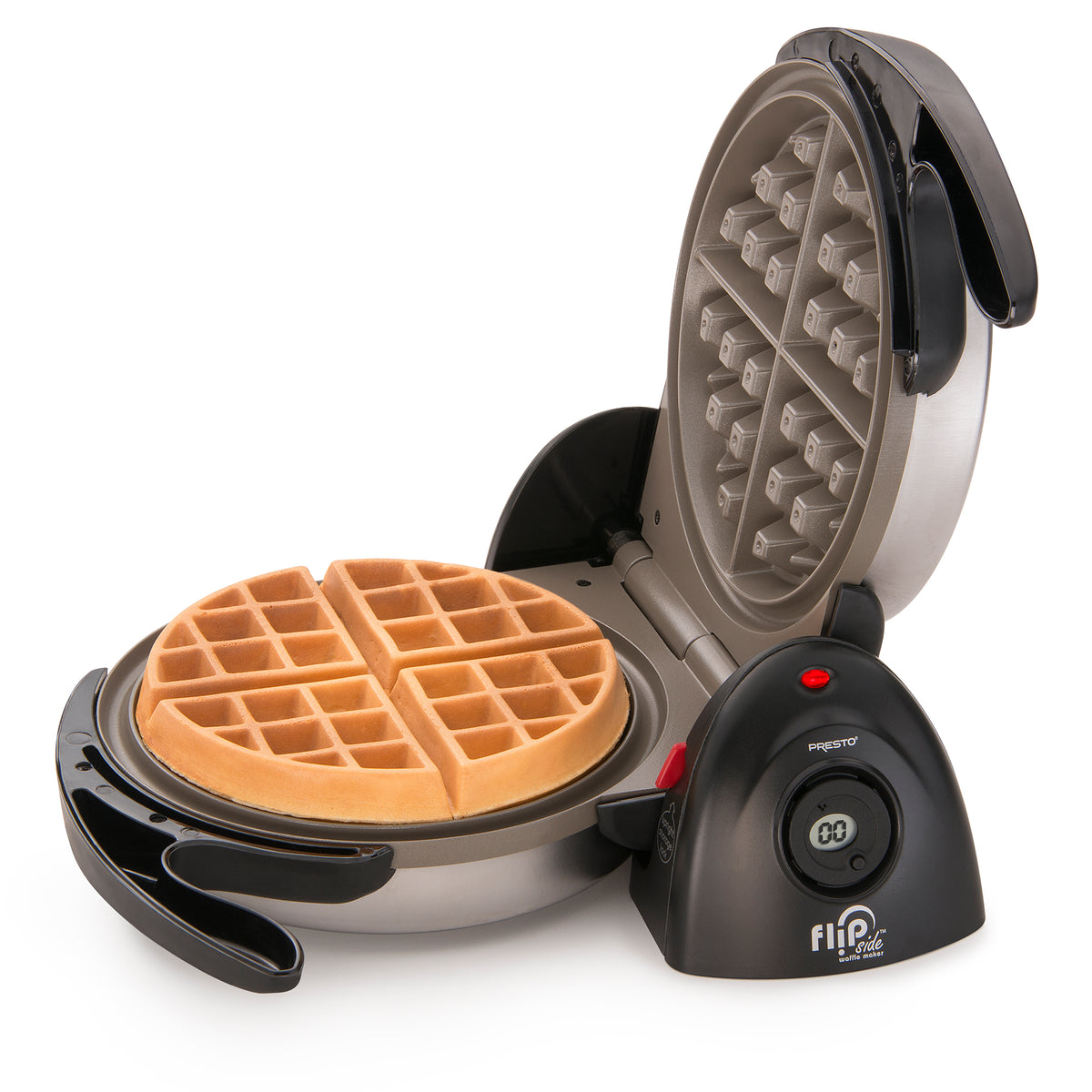 Presto FlipSide Belgian Waffle Maker, Ceramic Appliance, 7", Black (Open Box) - VMInnovations