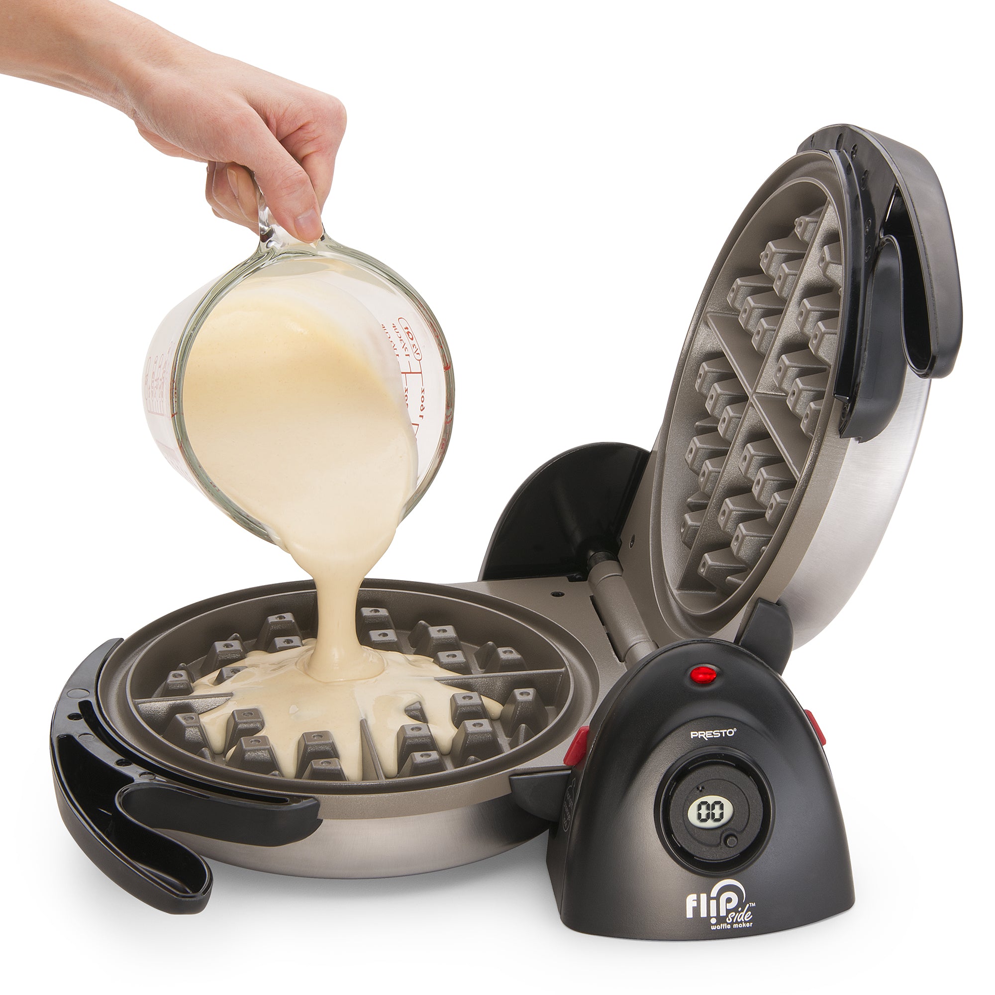 Presto FlipSide Belgian Waffle Maker, Ceramic Kitchen Appliance, 7 Inch, Black - VMInnovations