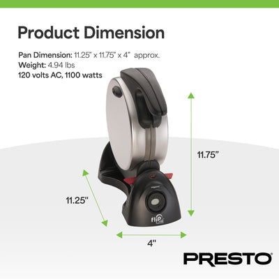 Presto FlipSide Belgian Waffle Maker, Ceramic Appliance, 7", Black (Open Box) - VMInnovations