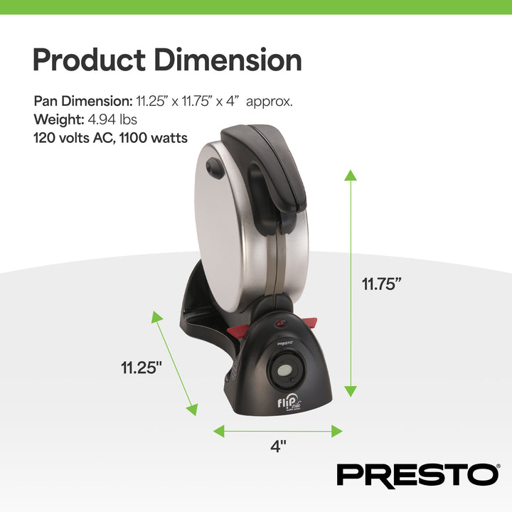 Presto FlipSide Belgian Waffle Maker, Ceramic Appliance, 7", Black (Open Box)