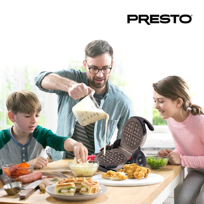 Presto FlipSide Belgian Waffle Maker, Ceramic Appliance, 7", Black (Open Box) - VMInnovations