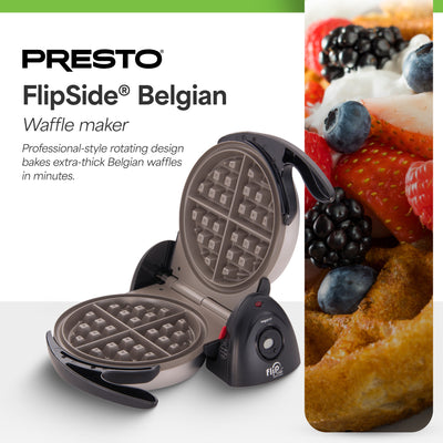 Presto FlipSide Belgian Waffle Maker, Ceramic Appliance, 7", Black (Open Box) - VMInnovations