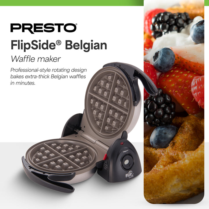 Presto FlipSide Belgian Waffle Maker, Ceramic Appliance, 7", Black (Open Box)