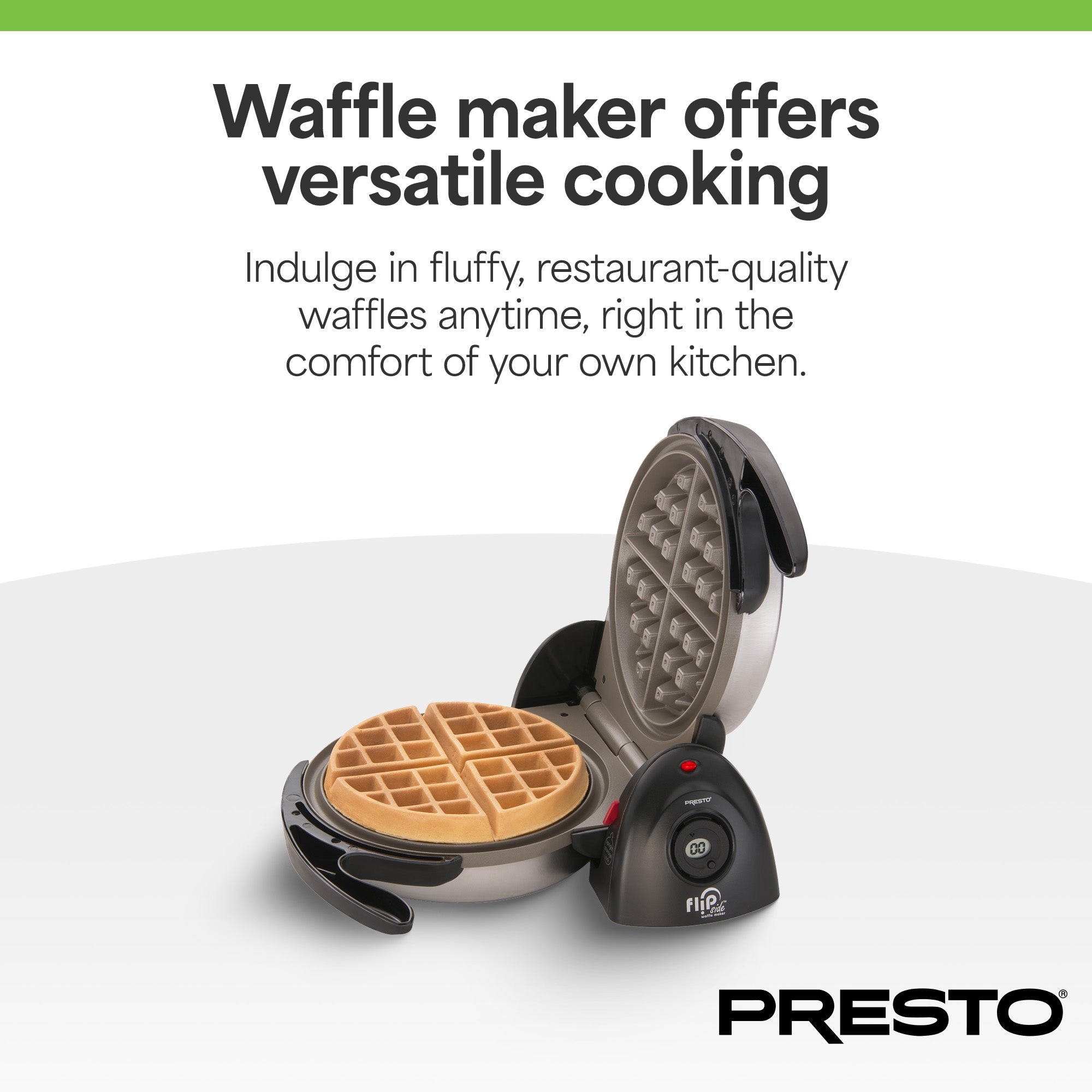 Presto FlipSide Belgian Waffle Maker, Ceramic Kitchen Appliance, 7 Inch, Black - VMInnovations
