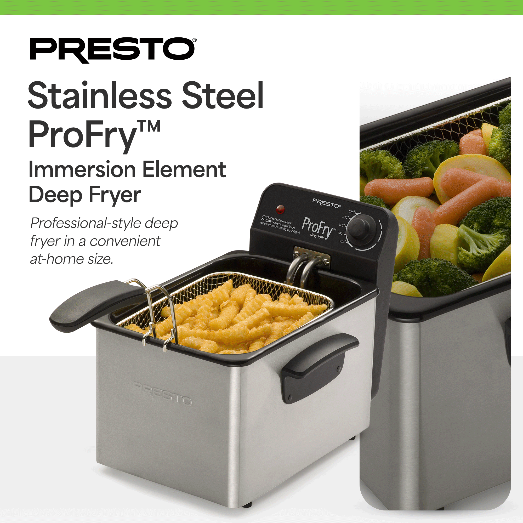 Presto ProFry 8-Cup Deep Fryer with 1800-Watt Immersion Element (Open Box) - VMInnovations