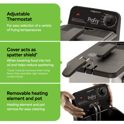 Presto ProFry 8-Cup Deep Fryer with 1800-Watt Immersion Element (Open Box)