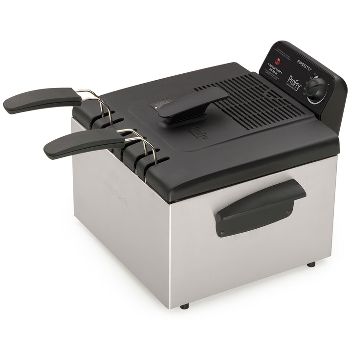 Presto ProFry Dual Basket Deep Fryer, 1800W Immersion Element, Stainless Steel - VMInnovations