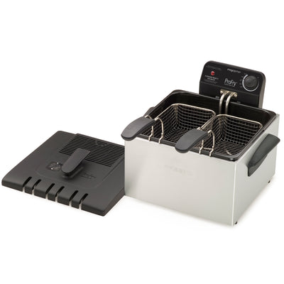 Presto ProFry Dual Basket Deep Fryer, 1800W Immersion Element, Stainless Steel - VMInnovations