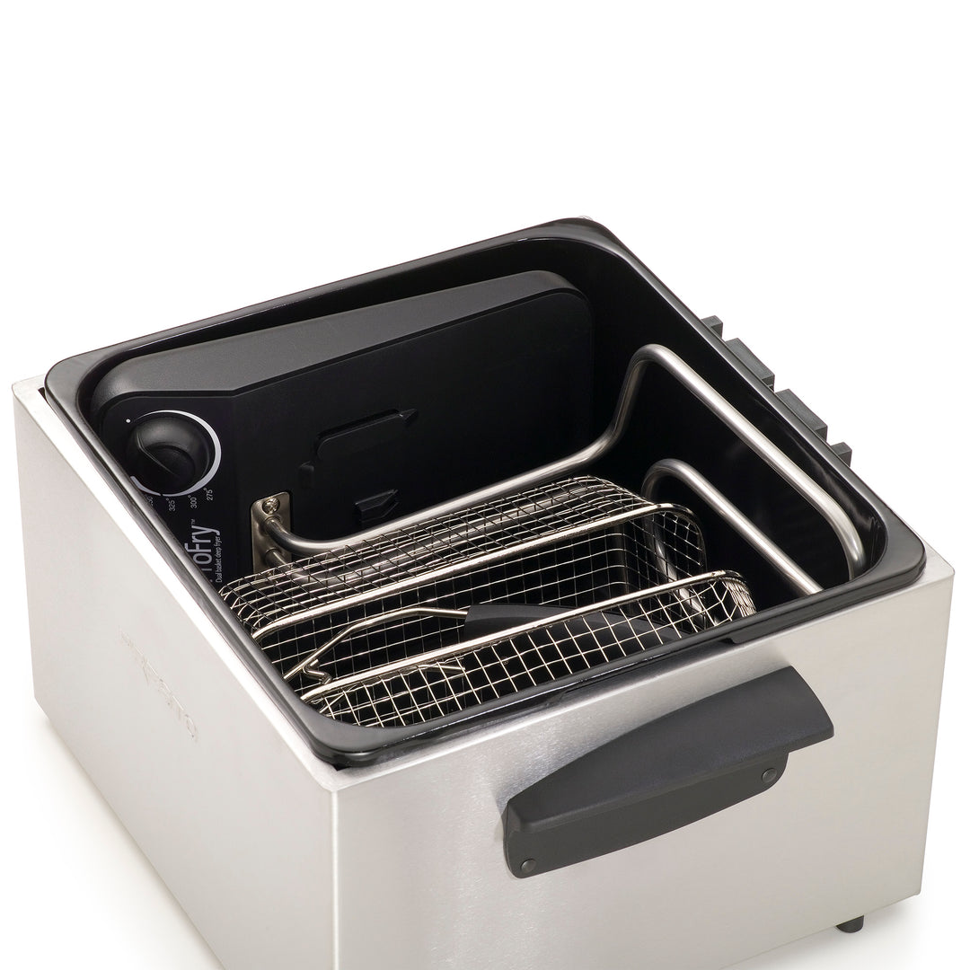 Presto ProFry Dual Basket Deep Fryer, 1800W Immersion Element, Stainless Steel