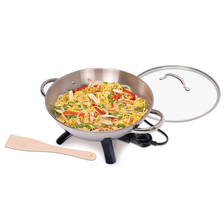 Presto 1500 Watt Stainless Steel Electric Wok w/Glass Lid & Spatula (Open Box)