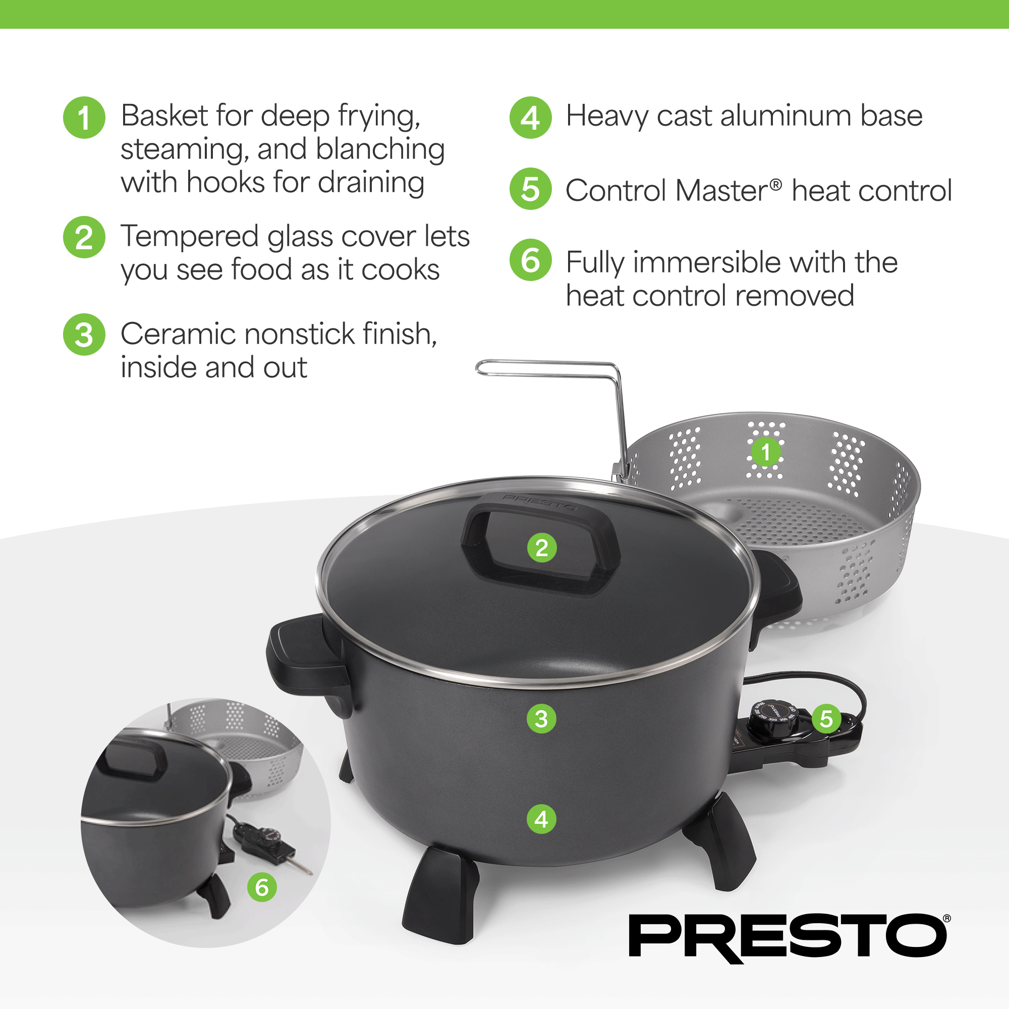 Presto 10-Quart Kitchen Kettle XL Multi-Cooker, Steamer & Deep Fryer (Open Box) - VMInnovations