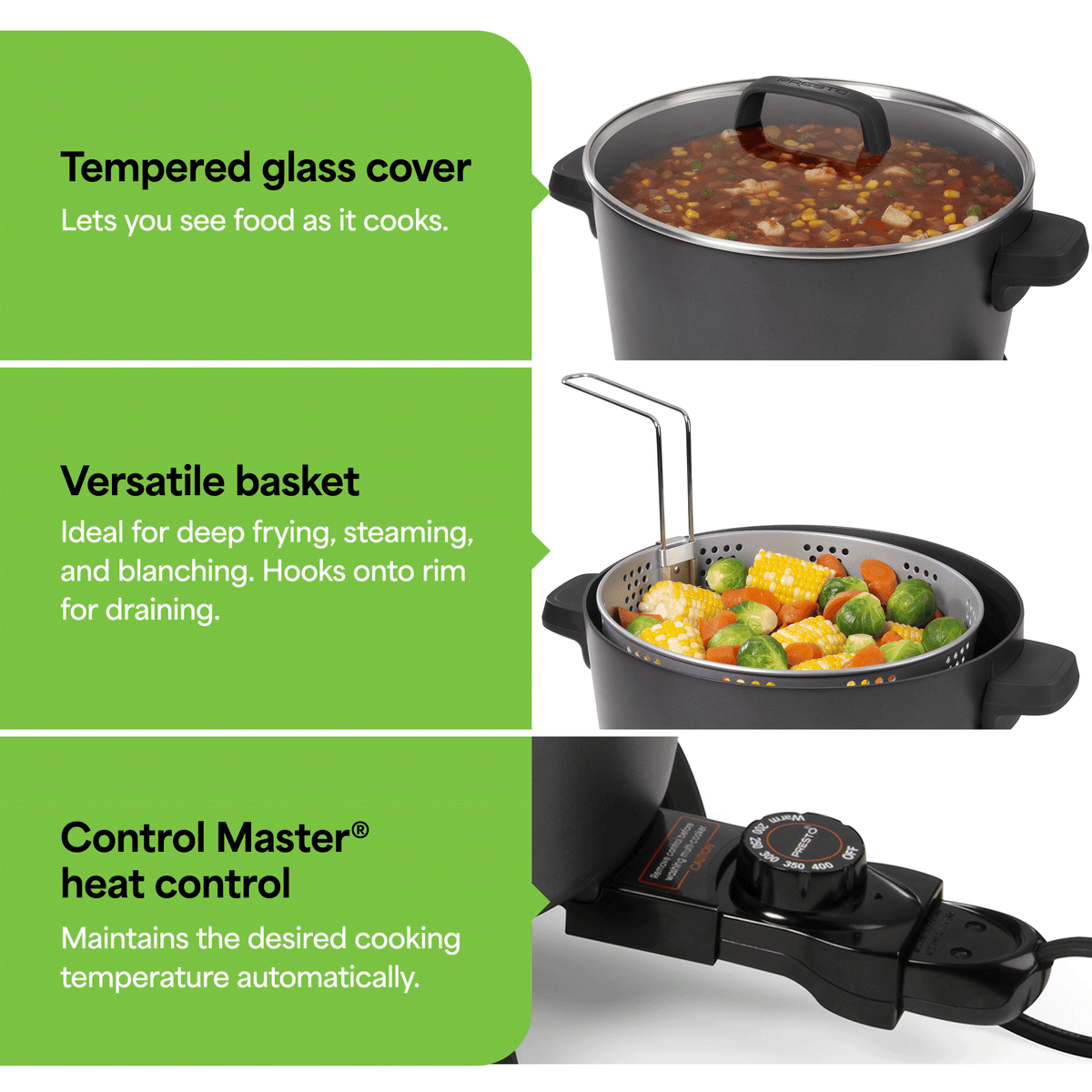 Presto 10-Quart Kitchen Kettle XL Multi-Cooker, Steamer & Deep Fryer (Open Box) - VMInnovations