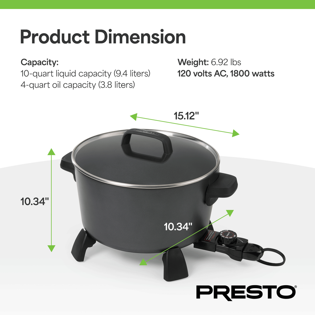 Presto 10-Quart Kitchen Kettle XL Multi-Cooker, Steamer & Deep Fryer (Open Box) - VMInnovations