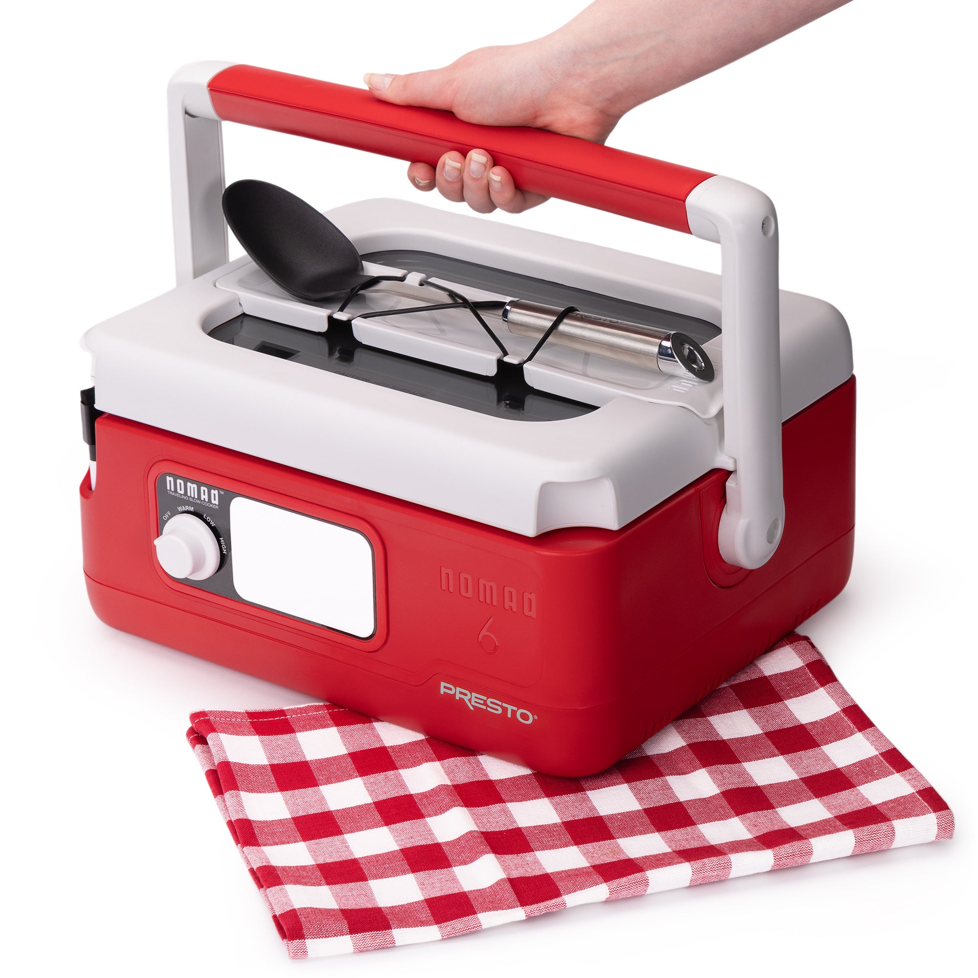 Presto 06011 6 Qt Nomad Portable Electric Slow Cooker with Locking Lid(Open Box) - VMInnovations