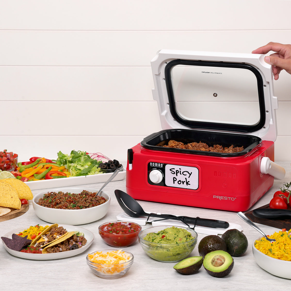 Presto 06011 6 Qt Nomad Portable Electric Slow Cooker with Locking Lid(Open Box) - VMInnovations