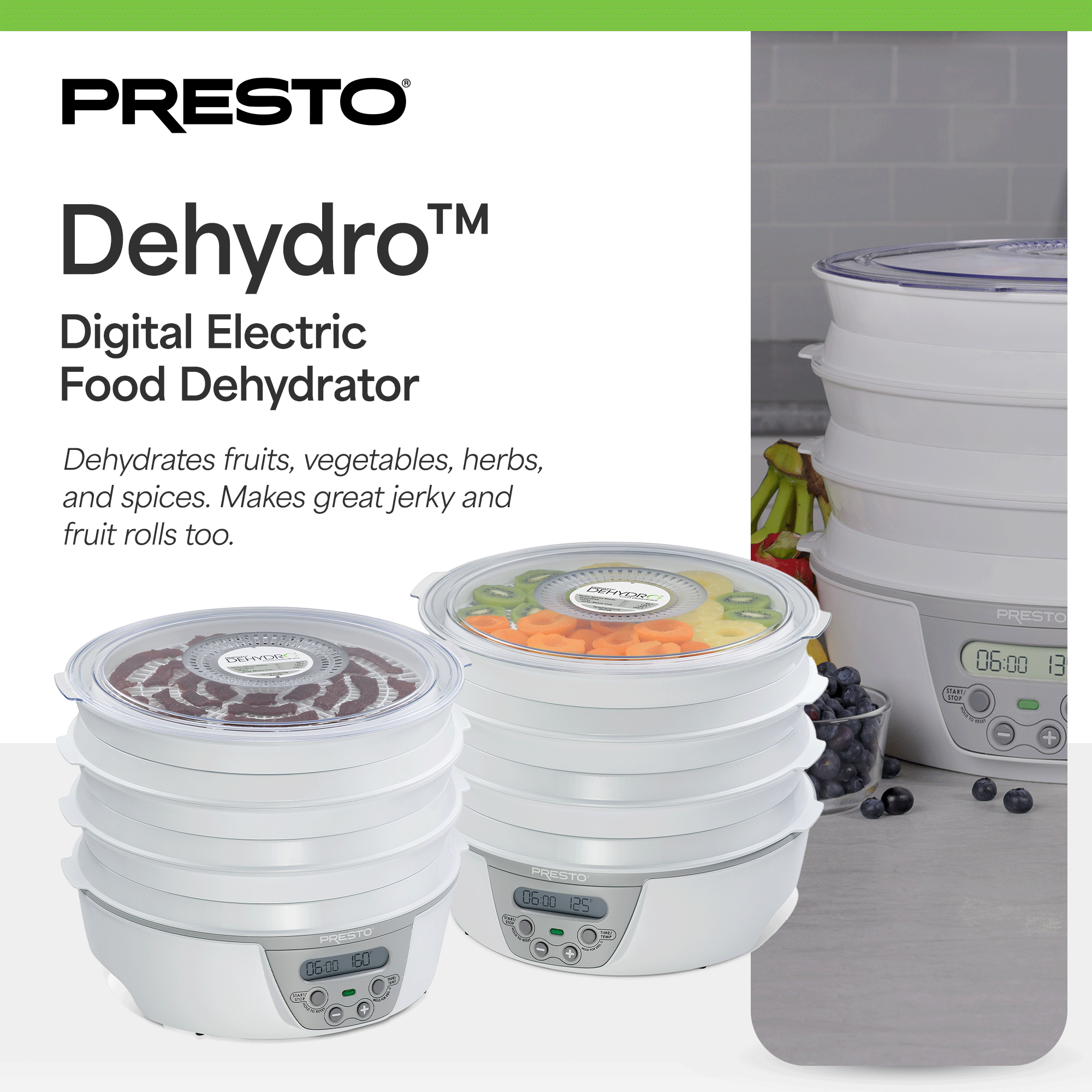Presto Dehydro 6-Tray Digital Electric Food Dehydrator for Fruits & Vegetables - VMInnovations