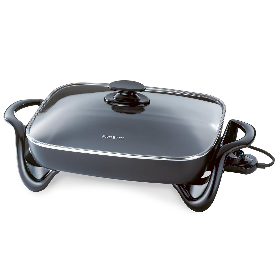 Presto Electric Skillet with Glass Lid, Nonstick Multi-Cooker, 16 Inch, Black