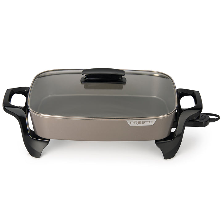 Presto Electric Skillet w/Glass Lid, Nonstick Multi-Cooker, 16", Gray (Open Box)