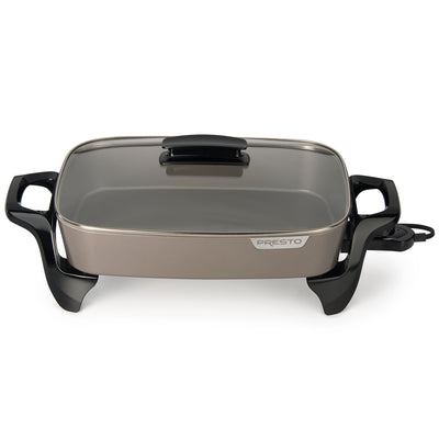 Presto Electric Skillet w/Glass Lid, Nonstick Multi-Cooker, 16", Gray (Open Box)