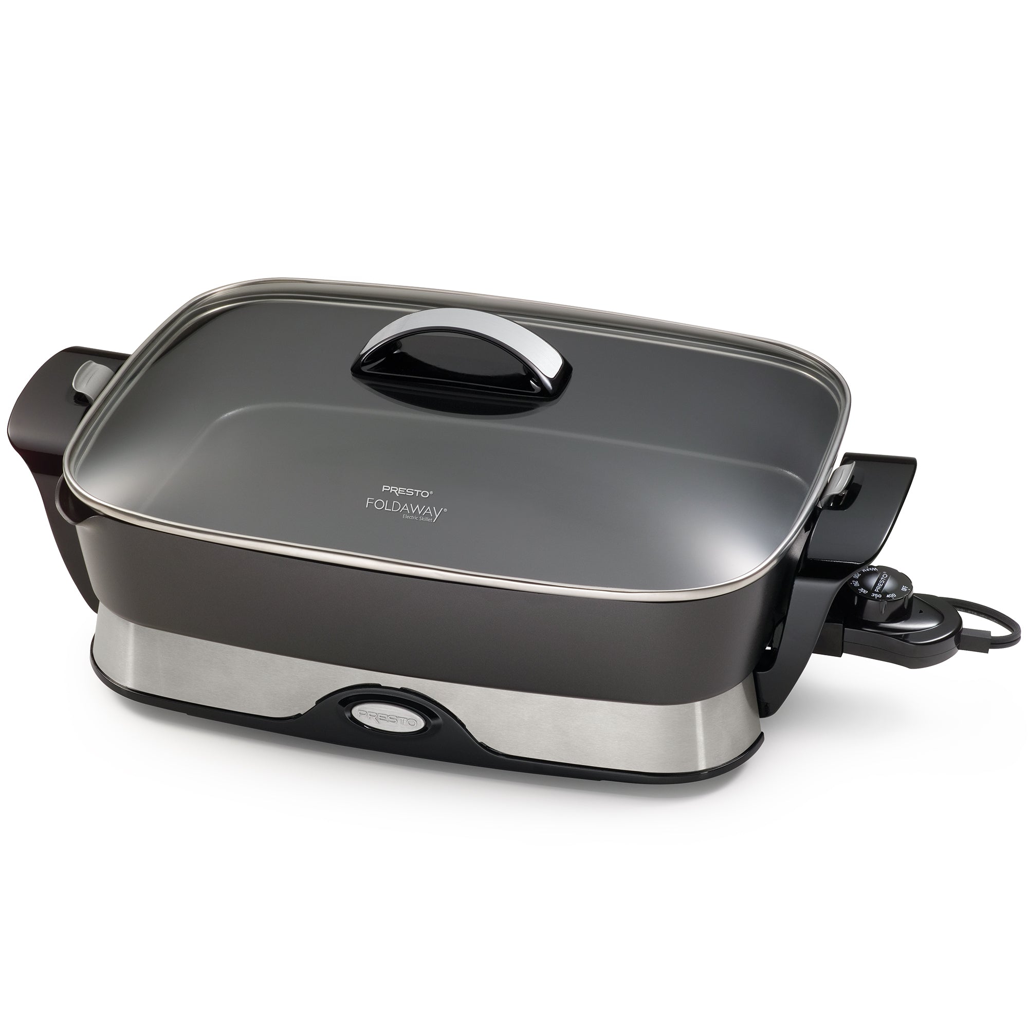 Presto Electric Foldaway Nonstick Skillet with Tempered Glass Lid, 16", (Used)