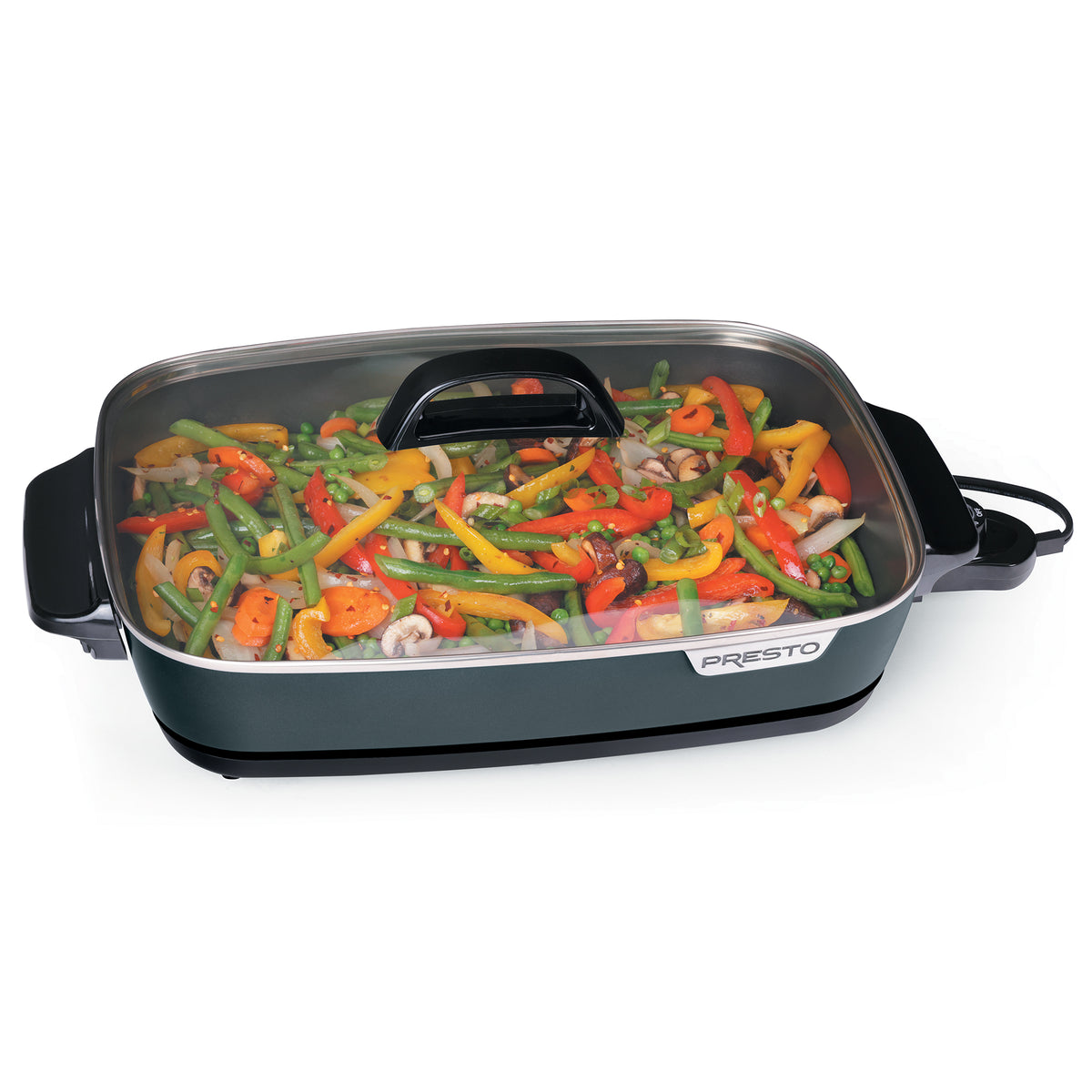 Presto Slimline Nonstick Electric Skillet with Tempered Glass Lid, 16"(Open Box) - VMInnovations