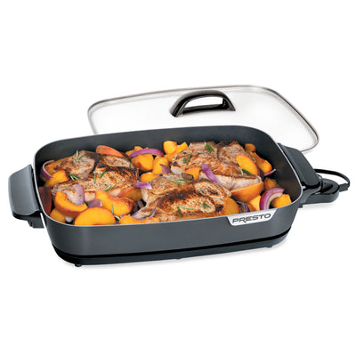 Presto Slimline Nonstick Electric Skillet with Tempered Glass Lid, 16"(Open Box) - VMInnovations
