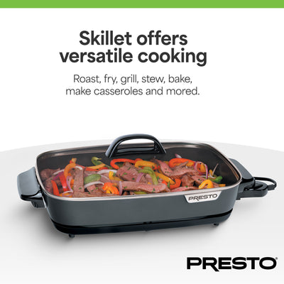 Presto Slimline Nonstick Electric Skillet with Tempered Glass Lid, 16"(Open Box) - VMInnovations