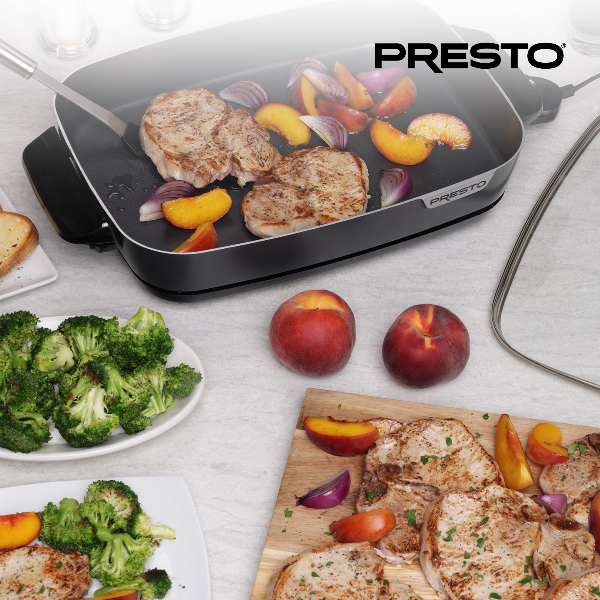 Presto Slimline Nonstick Electric Skillet with Tempered Glass Lid, 16"(Open Box) - VMInnovations