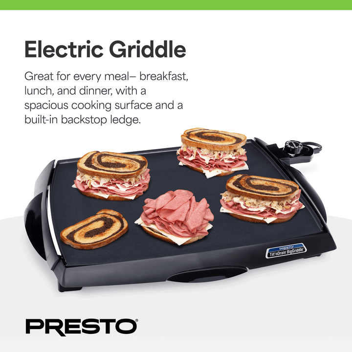 Presto Tilt 'n Drain Electric BigGriddle with Nonstick Ceramic Cooking Surface